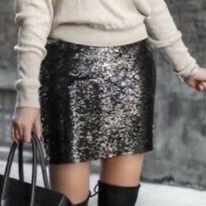 Bishop + Young Nordstrom Sequin Low Rise Miniskirt NWT Size S gold black